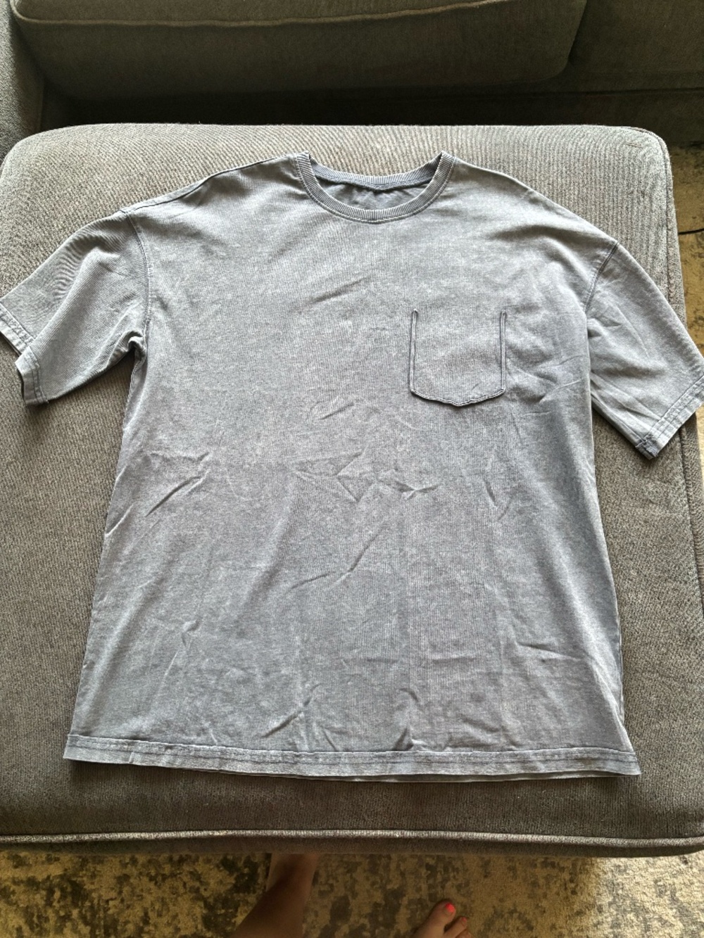Women’s Oversized Gray Pocket Tee Relaxed Boxy T-Shirt S-XL NWT